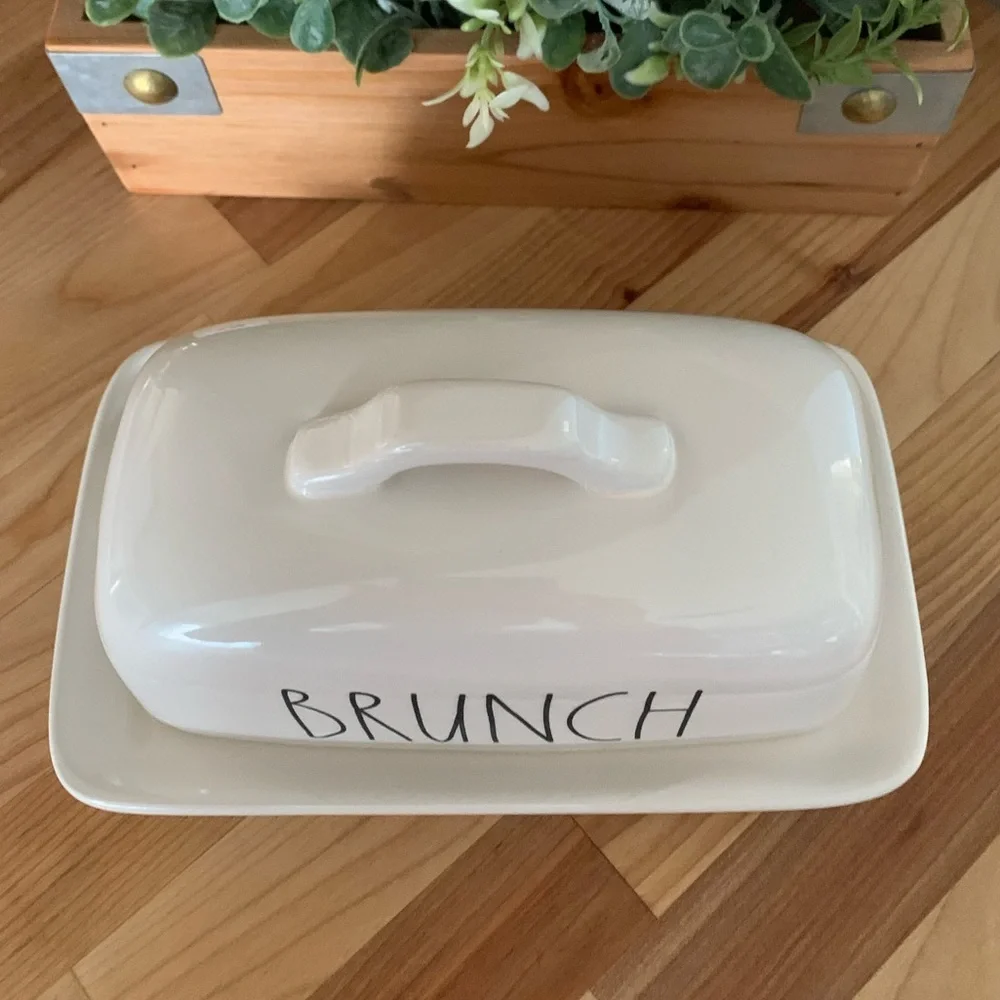 RAE DUNN “BRUNCH” LL CERAMIC BUTTER DISH W/HANDLE - Picture 5 of 8